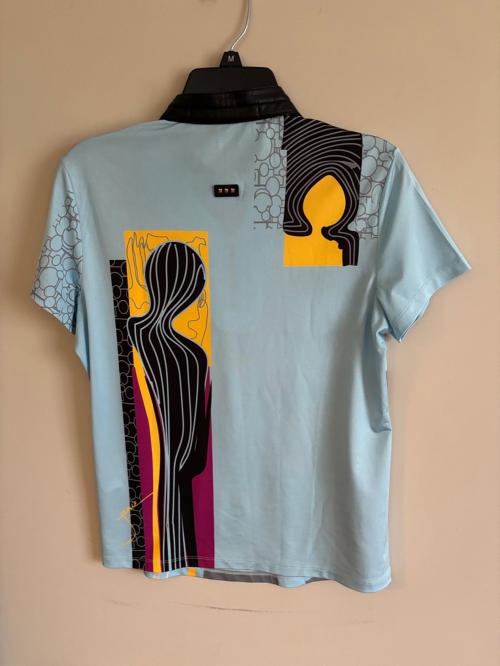 jamie sadock Abstract Figure Zip Polo - Light Blue, Magenta & Yellow - Picture 4 of 5